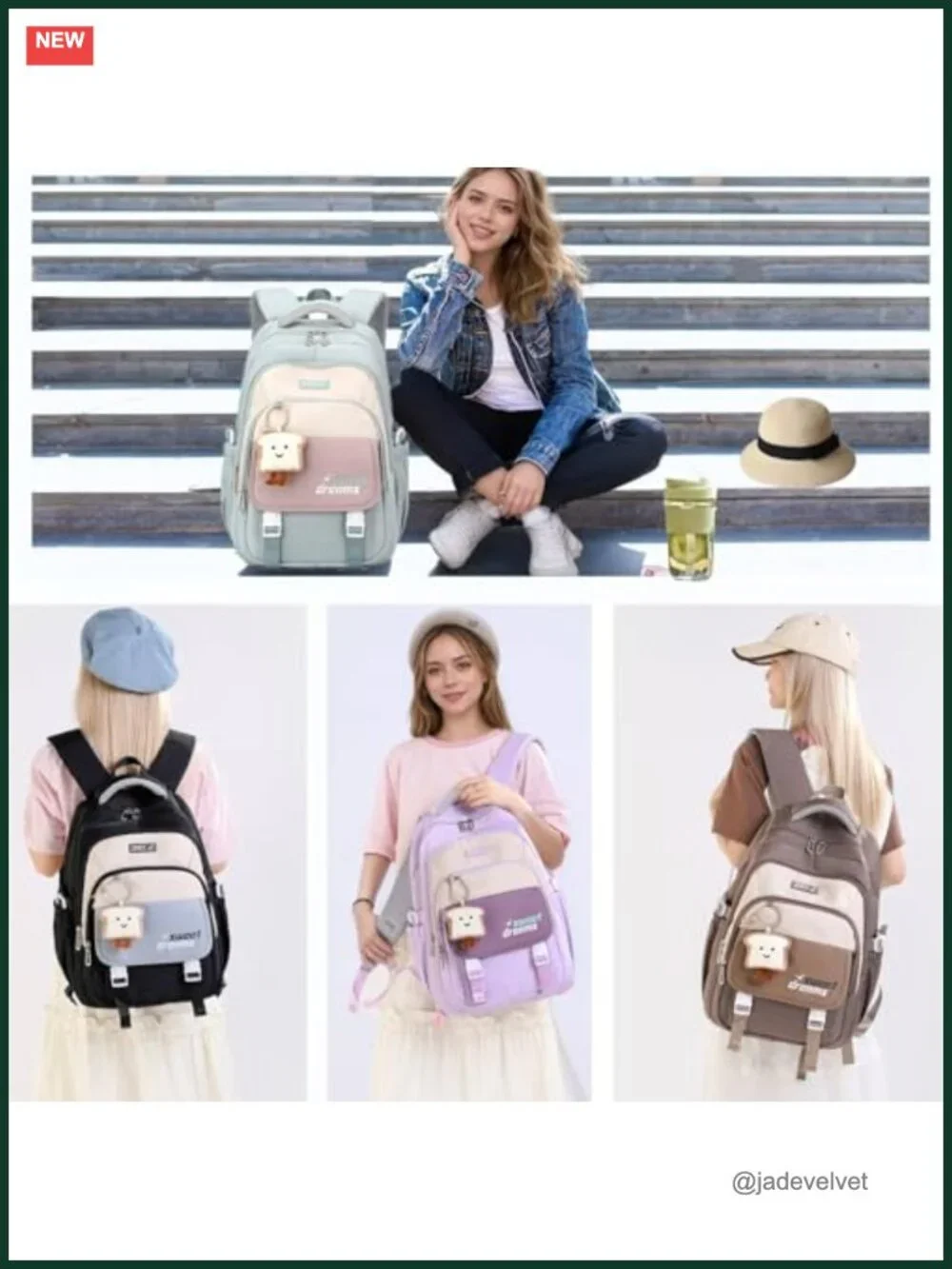 Waterproof Nylon Backpack for Teen Girls Students School Travel Laptop Daypack